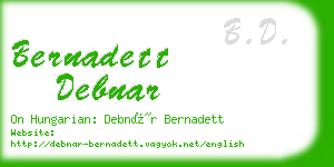 bernadett debnar business card